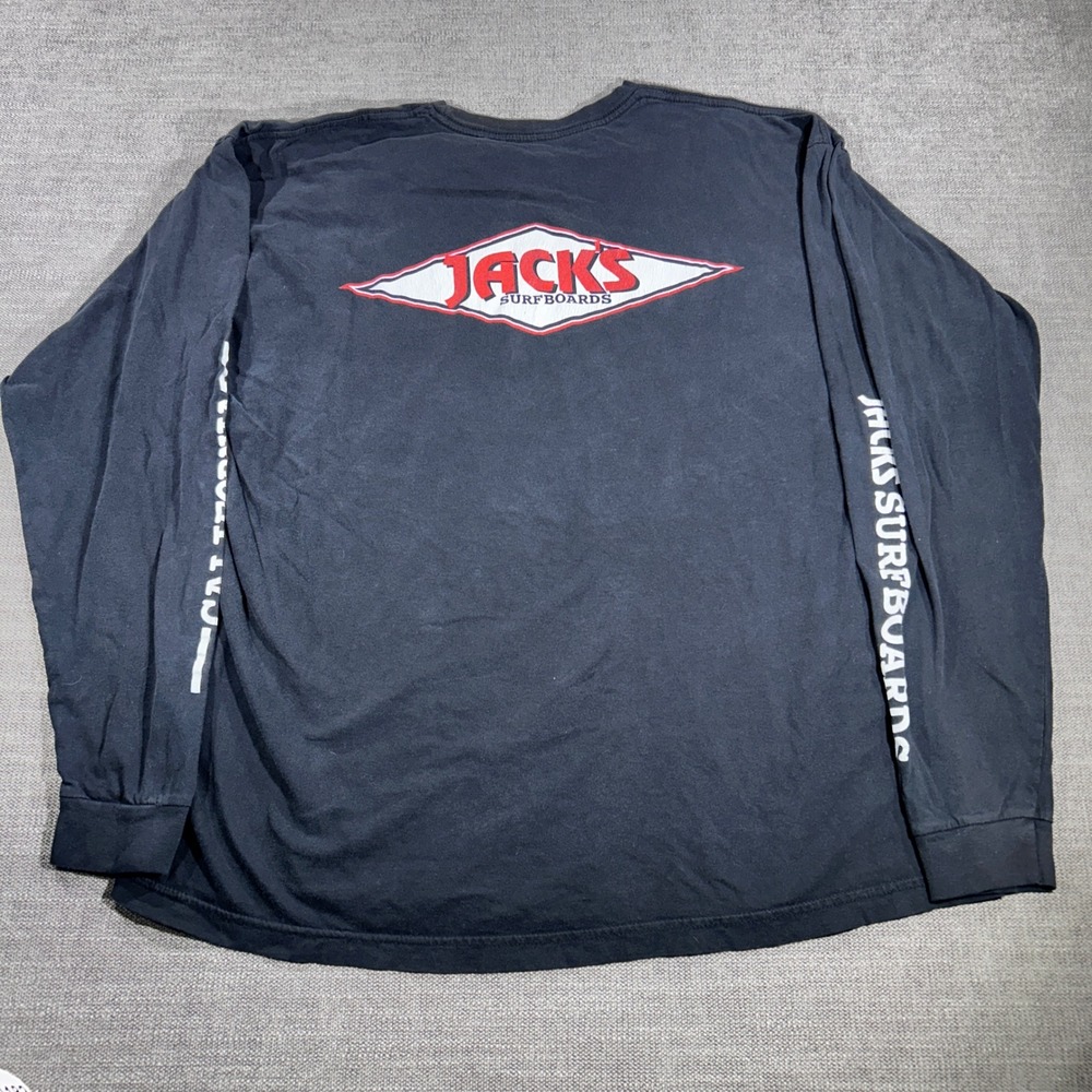 Jacks Surfboards Long Sleeve T-Shirt Mens XL Black Good California Graphic Logo